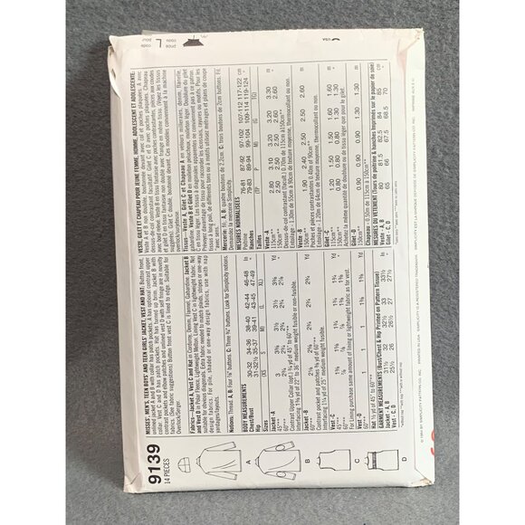 Simplicity 9139 Unisex Sweater Vest Sewing Pattern XS S M - Picture 2 of 2